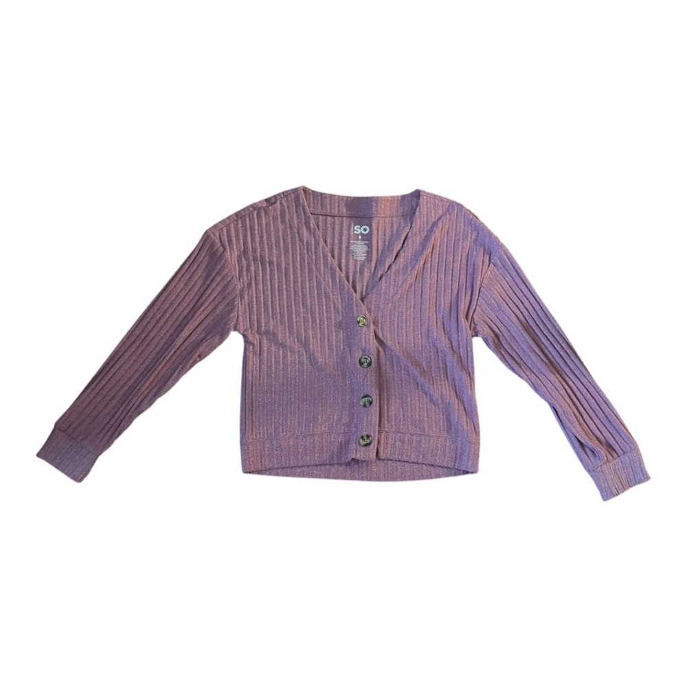 Mauve ribbed cardigan - Picture 5 of 7